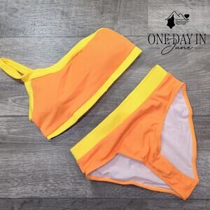 Aleumdr Ribbed One Shoulder Bikini Swimsuit Size S